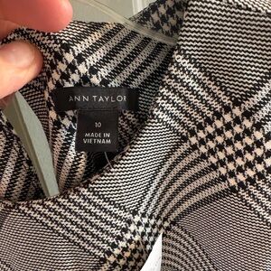 NWT Ann Taylor Black and White Plaid Midi Dress